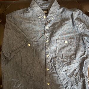 Express Men's Blue Textured Button-Down Shirt
